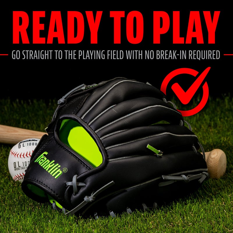 Franklin Sports Baseball and Softball Glove - Field Master Midnight - Baseball and Softball Mitt - Adult and Youth Glove - Left Hand Throw - 12", Black - Image 4